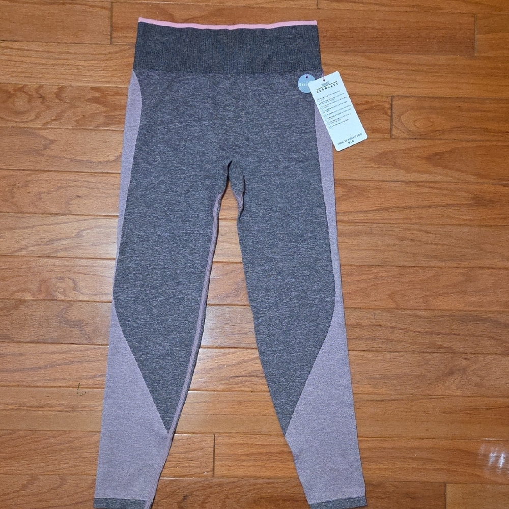 PINK Victoria's Secret Gray & Light Pink Girls' Seamless Active Leggings